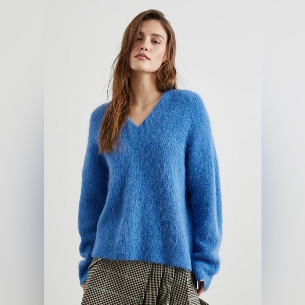 Rails Jodie Sweater CobaltBlue Alpaca Blend cozy Winter Apres ski Medium EUC